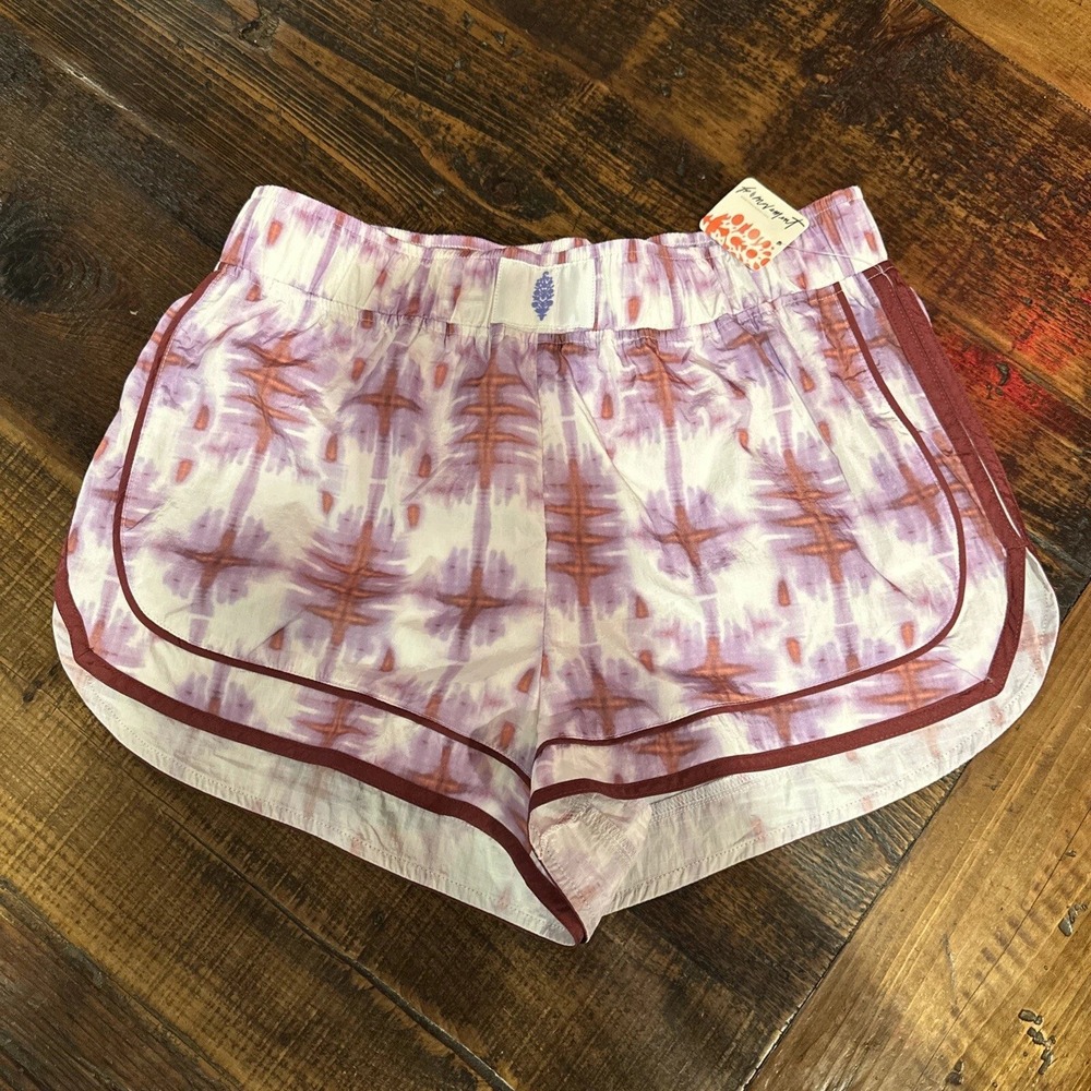 Free People FP Movement Way Home Shorts Tie Dye Purple Orange High Rise XS NWT
